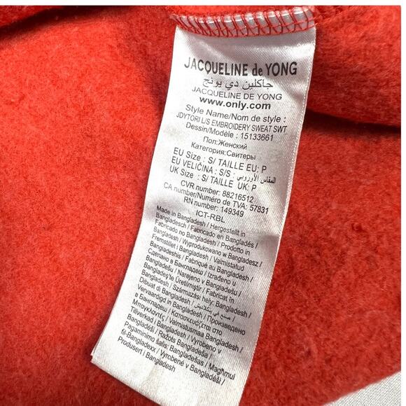 Jacqueline de Yong Sweatshirt Unstoppable Red Long Sleeve Crewneck Women's Small - Picture 10 of 12